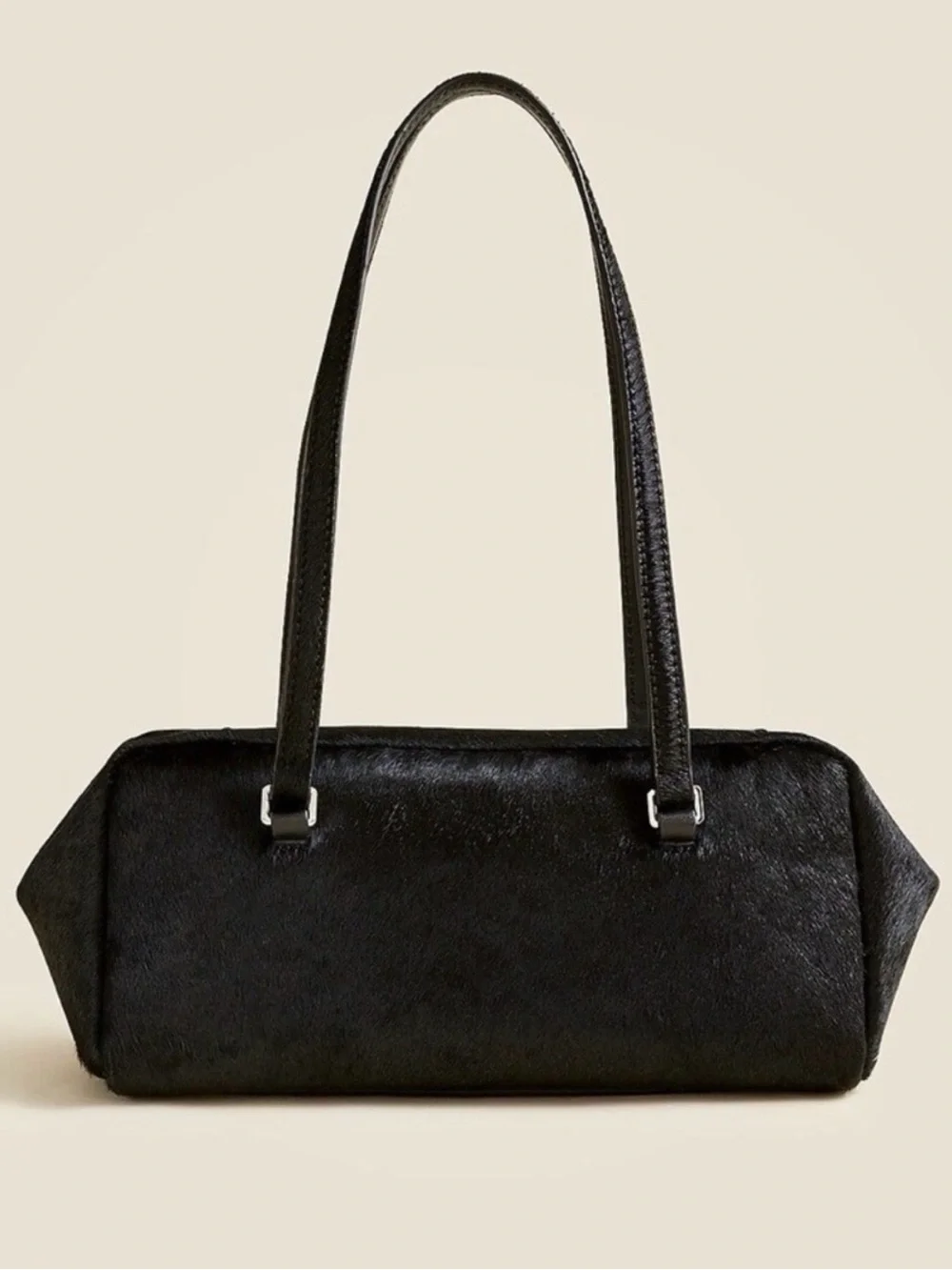 NWT J. Crew Black Delphine shoulder bag in calf hair #061